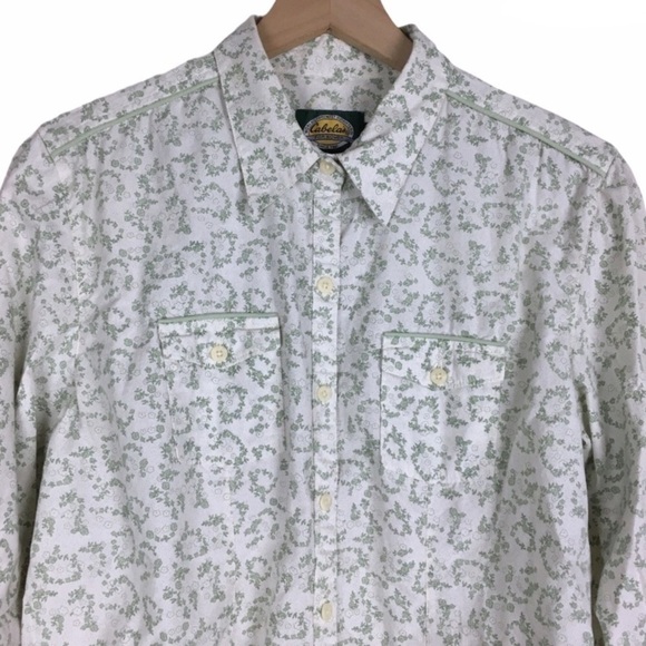 CABELAS Shirt Button Up Long Sleeve Floral Flowers Western Equestrian Size Large - Picture 2 of 10